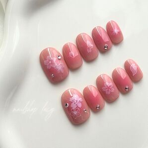 【現品】春ネイル 桜 ピンク チーク ガーリー ちゅるん