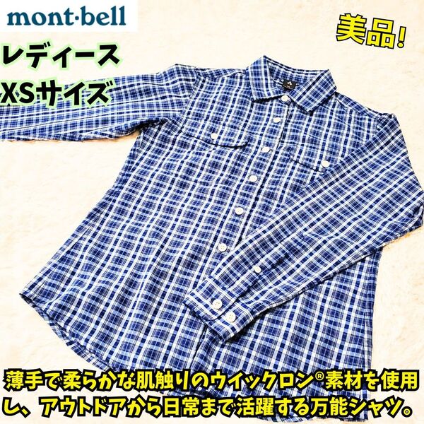 美品 WIC.ライト シングルポケット ロングスリーブシャツ Women's ネイビー チェック