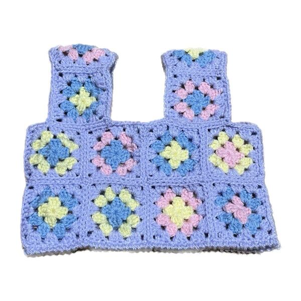 ハンドメイド キッズ 子ども服 クロシェビスチェ ニットベスト かぎ編み 韓国 ビスチェ ニット グラニースクエア