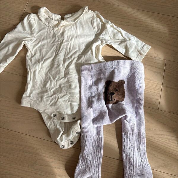 GAP サイズ60 ロンパース と タイツ紫 セット