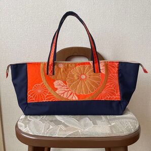 ハンドメイド 着物帯リメイク トートバッグ 習い事 お稽古 着物 バック 手提げ 和装バック 和風