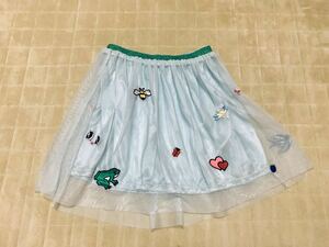 H&M satin chu-ru Layered skirt badge mint green US 6-8y girl chiffon beautiful goods 