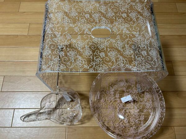 ♪ 新品 クリアローズ バスチェアーL&洗面器&ハンドペール3点セット ピンク♪