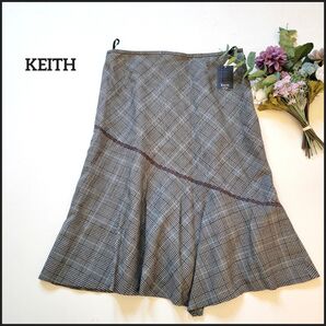 【値段交渉お気軽に♪】KEITH/キース●新品未使用タグ付き♪グレンチェック柄スカート/大きいサイズ プラスサイズ 5L 膝下丈