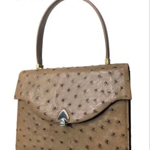 希少美品☆ ALFRED ROTH アルフレッドロー ハンドバッグ 高級 オーストリッチ レザー ostrich 本革 ブラウン