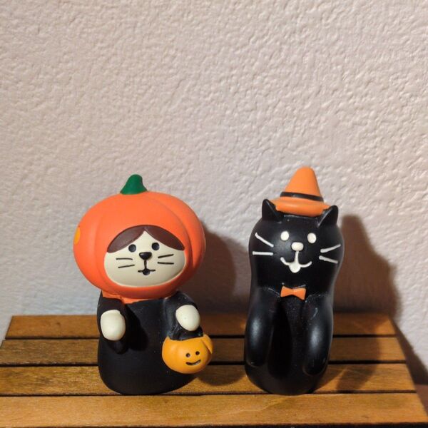 デコレ コンコンブル かぼちゃかぶり猫&黒猫おばけ