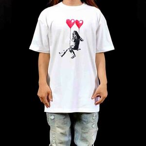 新品 大きい オーバーサイズ XXL 3XL 4XL 5XL 対応 バンクシー BANKSY 風船 ブランコ 少女 グラフィティ ビッグ Tシャツ ロンT パーカー 可