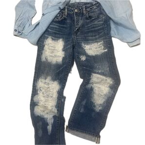 go to hollywoodダメージジーンズ レディース サイズ0 インディゴブルー