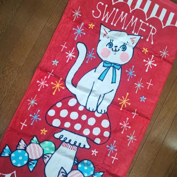 スイマー SWIMMER バスタオル ネコ 猫 フェイスタオル