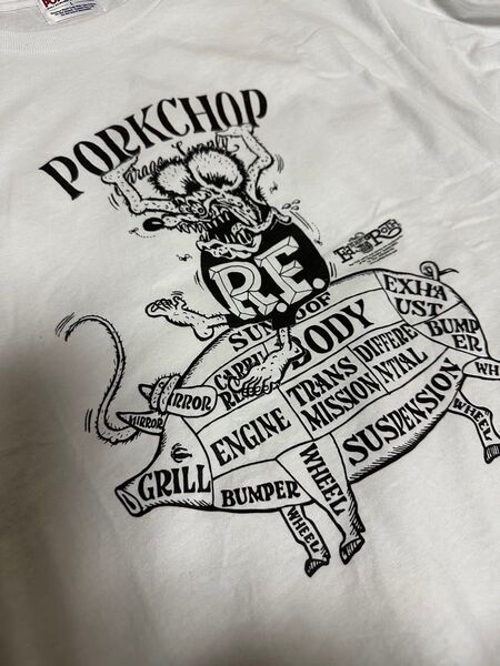 PORK CHOP×ラットフィンク Tシャツ ホワイト