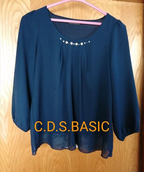 C.D.S BASIC レディース カットソー ブラウス トップス ネイビー S