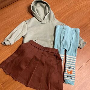 ベビー ミントグリーン パーカー ヴァネロペ バウンドコーデ スカート タイツ