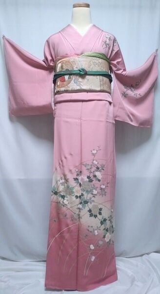 仕付け糸付き未着用 訪問着4点セット《暈し染め金彩枝花文様》