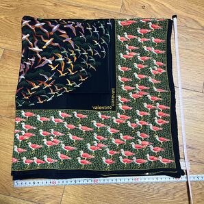 【美品】 Valentino ヴァレンティノ スカーフ カモ 鳥柄 シルク