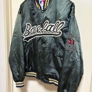 スタジャン ベースボール mac hope アメカジ 刺繍 ワッペン キルティング メンズ 古着 グリーン ジャケット 中綿