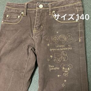 Pom ponette サイズS (140) パンツ 1998 刺繍 ブラウン