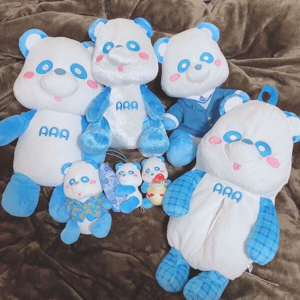 AAA與真司郎 え〜パンダ青色 ぬいぐるみセット