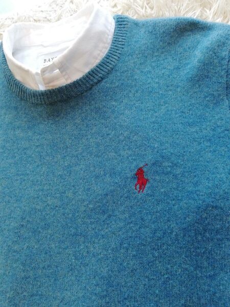 POLO RALPH LAURENニットセーター (Mサイズ) ☆ターコイズ (ブルー:グリーン)