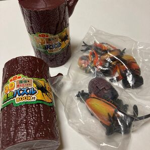 ゴホンツノカブト スペキオシスシカクワガタ 未使用 3D 昆虫パズル 2個 切り株付き フィギュア