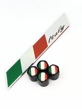 B イタリア 国旗 エアーバルブキャプ フェンダー ステッカー フィアット ニュームル ティプラ バルケッタ パンダ プント ムルティプラ b_画像1