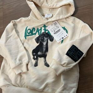 zara kids スウェット パーカー 90cm ミニチュアダックスフンド プルオーバー