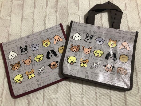 わんこ柄 散歩バック ミニバック 2個セット