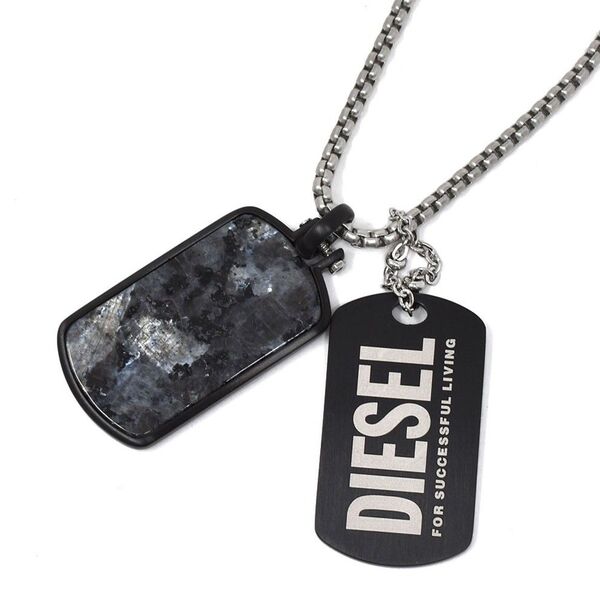 DIESEL ディーゼル ネックレス ドックタグ ダブルプレート ステンレス DX1327040 メンズ ブラック 海外正規品