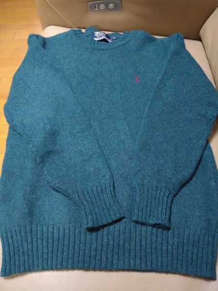 ラルフローレン RALPH LAUREN シェットランドウールセーター ダークグリーン L
