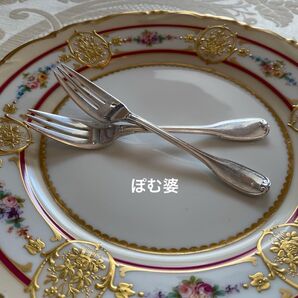 【フランス/Puiforcat ピュイフォルカ】 純銀 スターリングシルバー/ケーキフォーク 2本セット