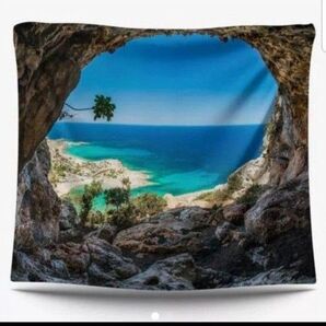 38 タペストリー 洞窟 海 ヤシ