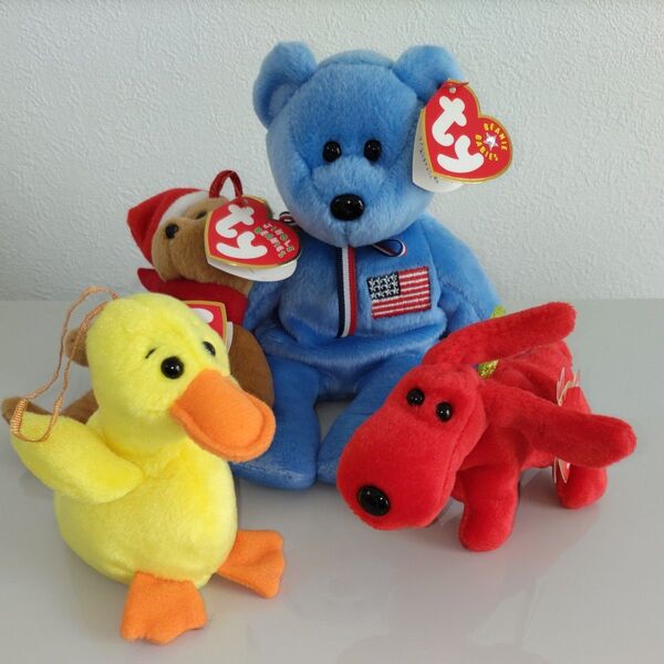 AMERICAとTheJingleBeanies HolidayTeddy+ROVER+QUACKERSビーニーベイビーズ