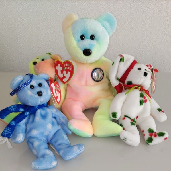 B.B.BearとTheJingleBeanies 1998/1999HolidayTeddy+PEACE ビーニーベイビーズ