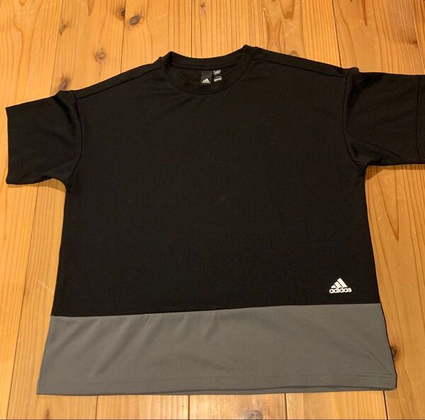 adidas サッカートレシャツ 黒xグレー size L