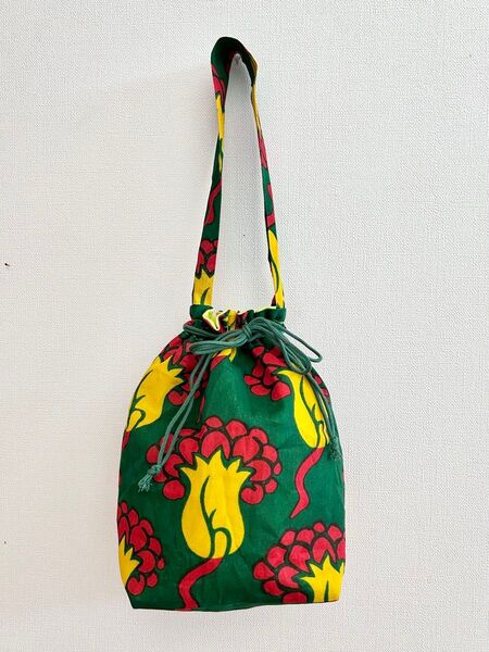 アフリカ布 ハンドメイド 巾着バッグ