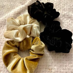 シュシュ 4個セット ヘアアクセサリー ベルベット まとめ売り