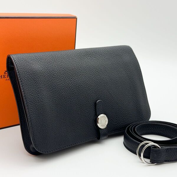 お値下げ不可【超極美品】HERMES エルメス ドゴン ウェストポーチ 黒 財布