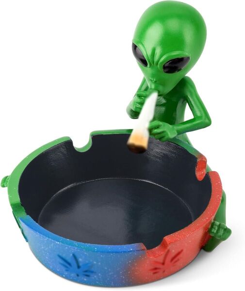 未使用 エイリアン 宇宙人 灰皿 緑 煙草 フィギュア 人形