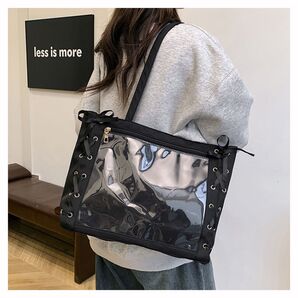 推し活 トートバッグ 痛バッグ 大容量 地雷 黒 ブラック ショルダーバッグ