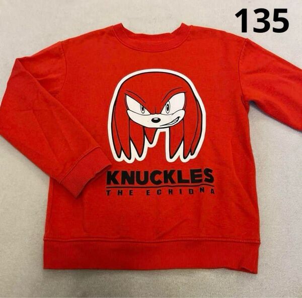 H&M 子供服トレーナー サイズ 135cm前後の ソニック 赤 裏起毛