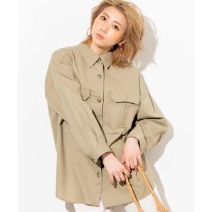 WEGO ウィゴー リネンブレンドビッグシャツ カーキ
