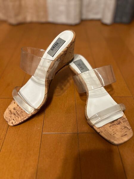 Le Talon GRISE ウェッジソール クリア サンダル LLサイズ(25.5㎝)