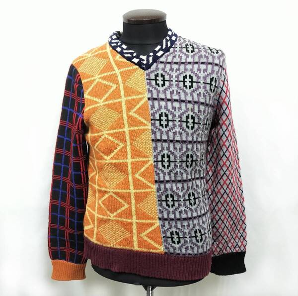 Comme des Garcons Shirt/ギャルソン シャツ★クレイジーパターン/ニットセーター【Mens size -M/マルチカラー80s-90s風】日本製◆pKC3