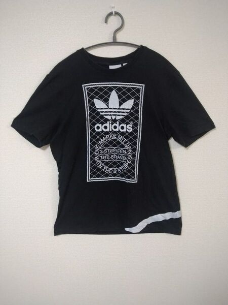 アディダス adidas Tシャツ メンズXL相当 黒色 前面プリント