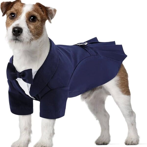 犬服 ペット服 小型犬 犬用コスプレ 蝶ネクタイ 結婚式のタキシード 誕生日