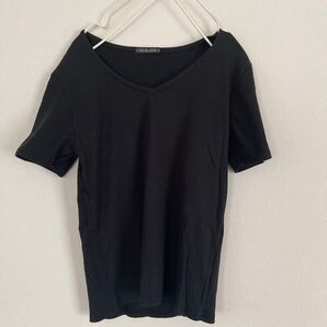 Mサイズ Vネック リブtシャツ ブラック