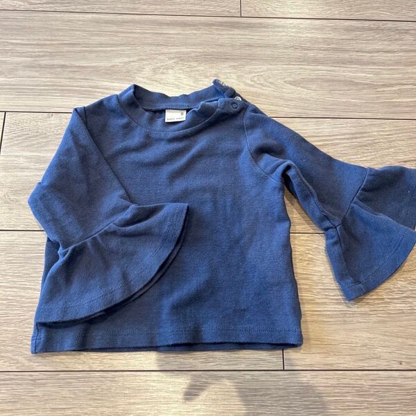 プティマイン 80cm ネイビーフリル付きトップス