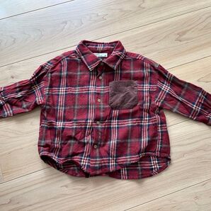 チェックシャツ 薄手 春 秋 トップス 90