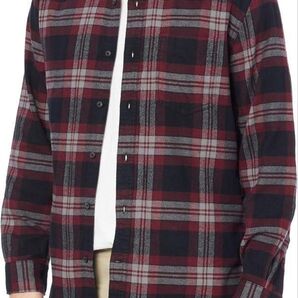 フランネルシャツ 長袖 メンズ トップス チェックシャツ 赤 秋 チェック柄 シャツ M