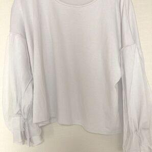 GRL グレイル 袖チュールトップス アイボリー