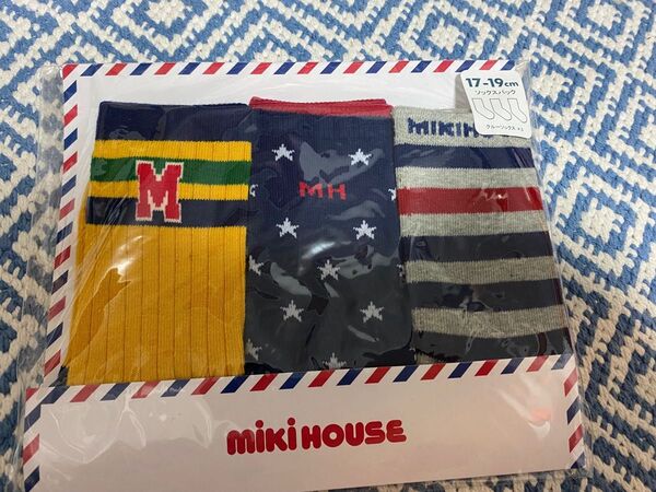 新品 未使用 MIKI HOUSE ミキハウス キッズ 靴下 3足セット 17-19cm 17 18 19 男の子